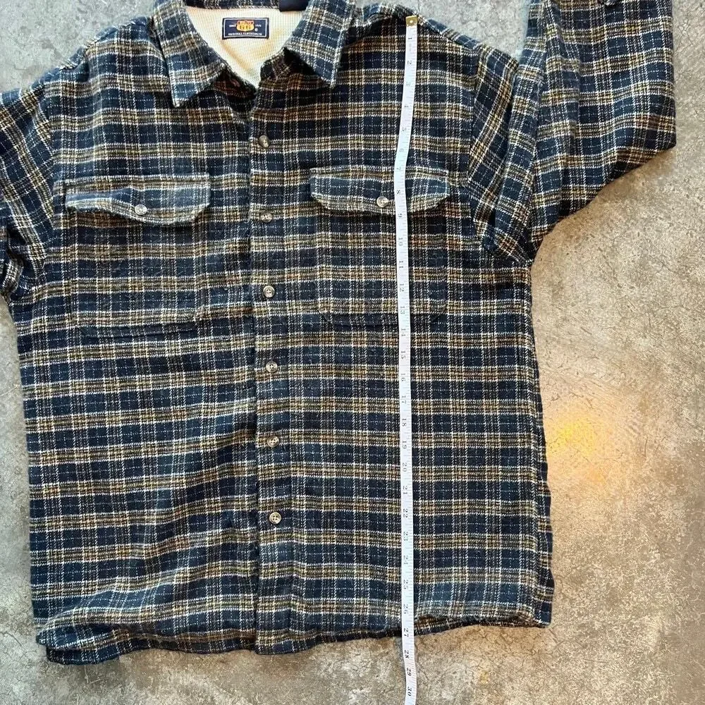 Route 66 Thermal Lined Flannel Shirt Jacket Mens Medium Blue Plaid Shacket Heavy - Picture 6 of 7